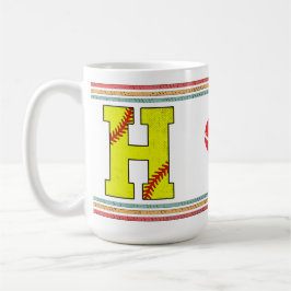 Vintage Retro Softball Letter H Sports Kaffeetasse