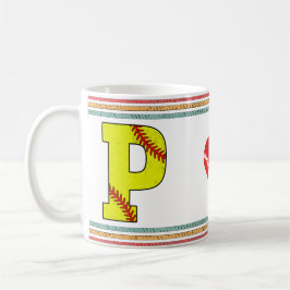 Vintage Retro Softball Letter P Athletic Kaffeetasse