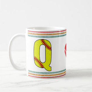 Vintage Retro Softball Letter Q Sports Kaffeetasse