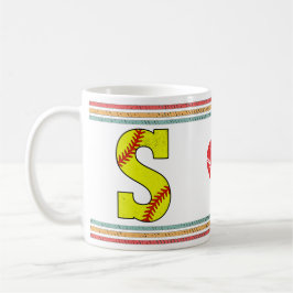 Vintage Retro Softball Letter S Design Kaffeetasse