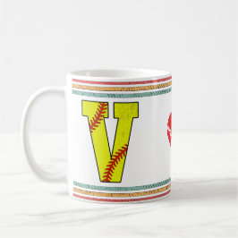 Vintage Retro Softball Letter V Classic Kaffeetasse