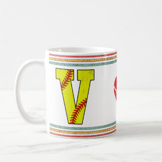 Vintage Retro Softball Letter V Classic Kaffeetasse