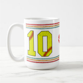 Vintage Retro Softball Number 10 Design Kaffeetasse