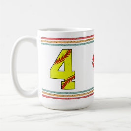 Vintage Retro Softball Number 4 Classic Kaffeetasse
