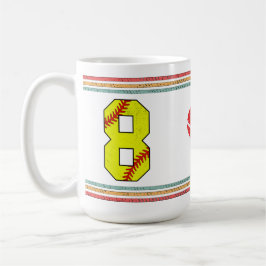 Vintage Retro Softball Number 8 Sports Kaffeetasse
