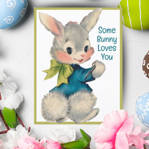 Vintage Retro Some Bunny Liebt Dich Feiertagspostkarte