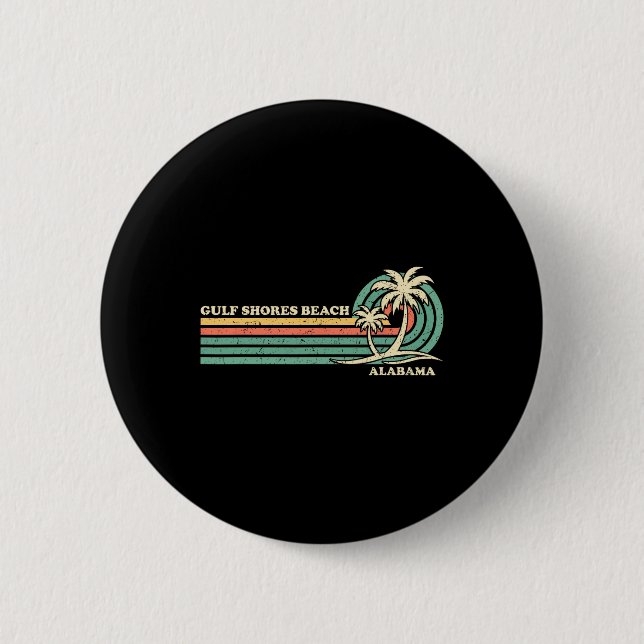 Vintage Retro Sommerferien Alabama Golfküste Button (Vorderseite)