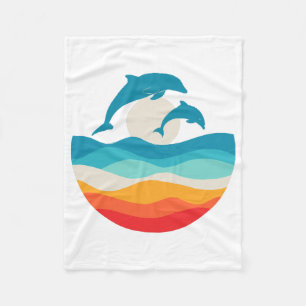 Vintage Retro Sommerzeit Strand Delphin Fleecedecke