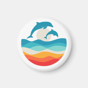 Vintage Retro Sommerzeit Strand Delphin  Magnet