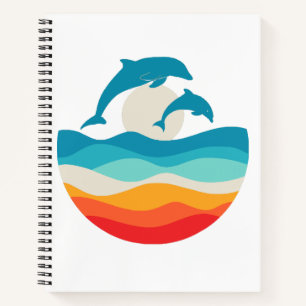 Vintage Retro Sommerzeit Strand Delphin Notizbuch