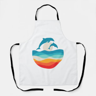 Vintage Retro Sommerzeit Strand Delphin Schürze