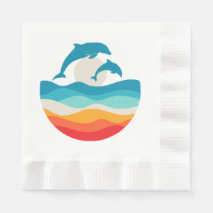 Vintage Retro Sommerzeit Strand Delphin Serviette