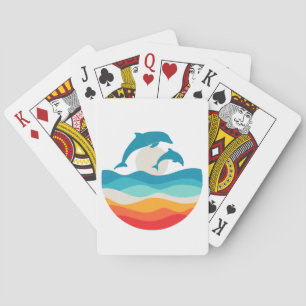 Vintage Retro Sommerzeit Strand Delphin Spielkarten
