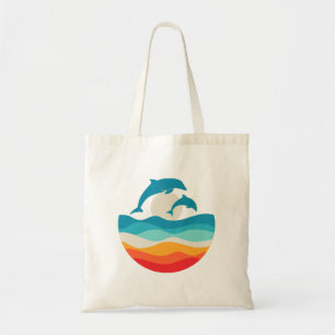 Vintage Retro Sommerzeit Strand Delphin Tragetasche