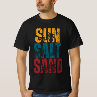 vintage retro Sonne Salz Sand Vögel & Palmenbäume T-Shirt