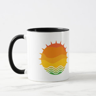 Vintage Retro Sonne und Meereswellen Grafik Tasse