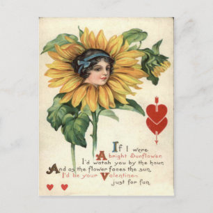Vintage Retro Sonnenblume Valentinstagskarte Feiertagspostkarte