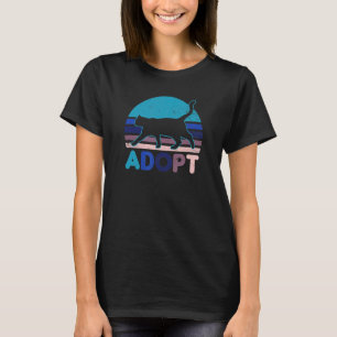 Vintage Retro Sonnenuntergang Adoptiere Katze Adop T-Shirt