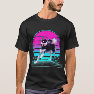 Vintage Retro Sonnenuntergang Alaskan Klee Kai T-Shirt