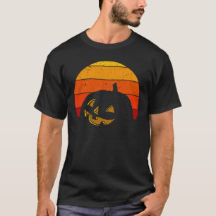 Vintage Retro Sonnenuntergang Halloween Kürbis I T-Shirt