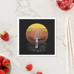 Vintage Retro Sonnenuntergang Halloween Zombie Han Serviette