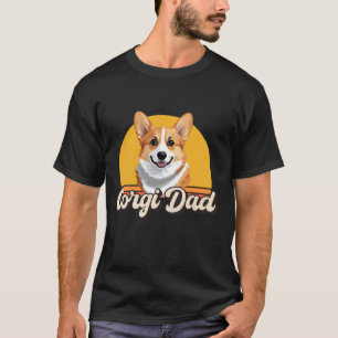 Vintage Retro Sonnenuntergang Hund Papa Corgi Haus T-Shirt