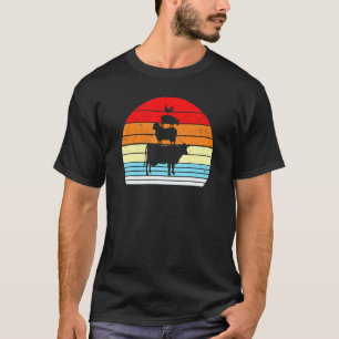 Vintage Retro Sonnenuntergang Kuh Schaf Schwein Hü T-Shirt