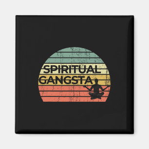 Vintage Retro Sonnenuntergang Lustig Yoga Spiritue Magnet