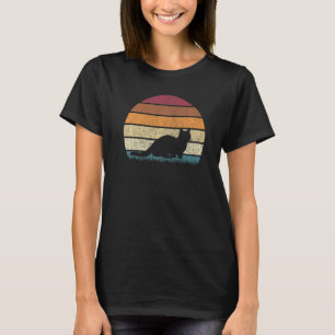 Vintage Retro Sonnenuntergang Munchkin Katze abgen T-Shirt