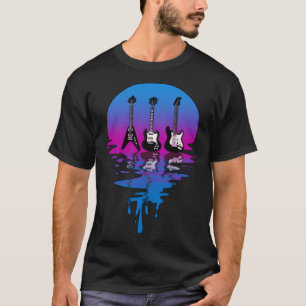 Vintage Retro Sonnenuntergang Rock n Roll Gitarre T-Shirt