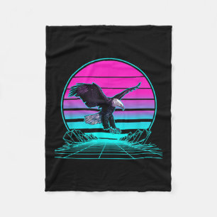 Vintage Retro Sonnenuntergang Weißkopfseeadler Fleecedecke