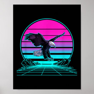 Vintage Retro Sonnenuntergang Weißkopfseeadler Poster