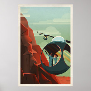 Vintage Retro SpaceX Mars Olympus Mons Poster