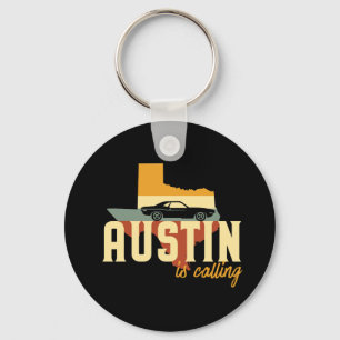 Vintage Retro Stadt-Karte Austins Texas TX USA Schlüsselanhänger