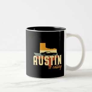 Vintage Retro Stadt-Karte Austins Texas TX USA Zweifarbige Tasse