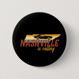 Vintage Retro Stadt-Karte Nashvilles Tennessee USA Button