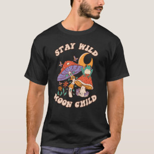 Vintage Retro Stay Wild Moon Child Frog Mushroom H T-Shirt