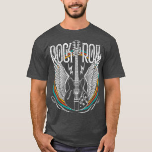 Vintage Retro Stil 80er Rock  Roll Musik Gitarre T-Shirt