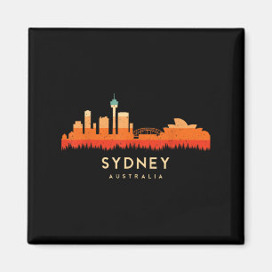 Vintage Retro Stil Landschaft Sonne Skyline Sydney Magnet