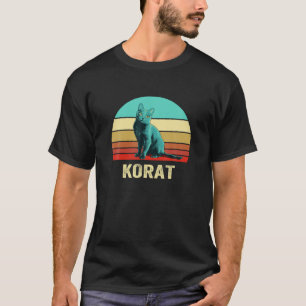 Vintage Retro Stil Sonnenuntergang Korat Katze T-Shirt