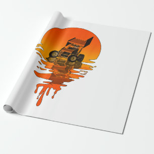 Vintage Retro Stil Sprint Car Rennen Geschenkpapier