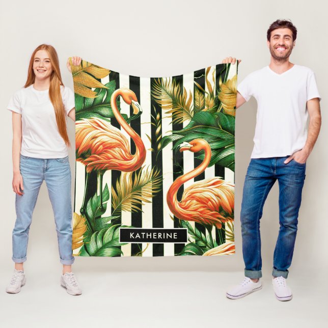 Vintage Retro Streifen Flamingo Fleecedecke (Beispiel)