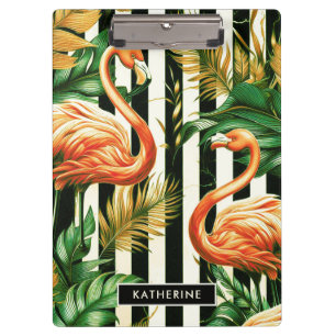 Vintage Retro Streifen Flamingo Klemmbrett