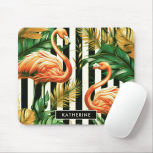 Vintage Retro Streifen Flamingo Mousepad