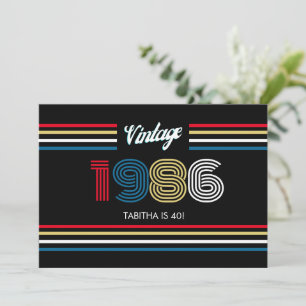 Vintage Retro-Streifen Primärfarben 1986 Einladung