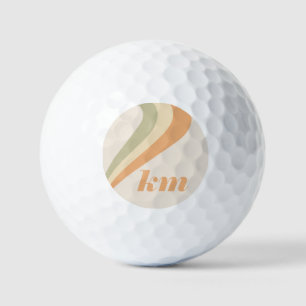 Vintage Retro-Streifen-Welle Grün Orange Benutzerd Golfball