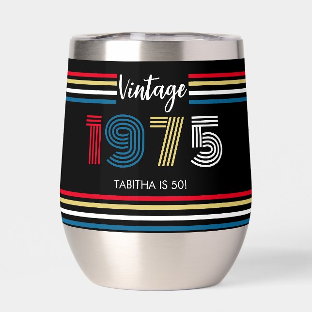 Vintage Retro Stripe 1975 Primärfarben (Rückseite)