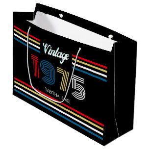 Vintage Retro Stripe Primärfarben 1975 50. Große Geschenktüte