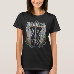 Vintage Retro Style Rock & Roll Gitarrenflügel Mus T-Shirt
