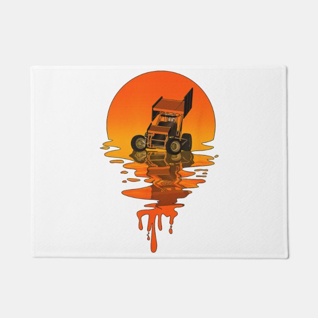 Vintage Retro-Style Sprint Car Racing Fußmatte (Vorderseite)